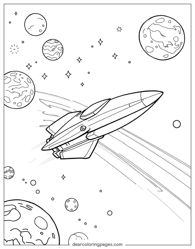 Rocket Coloring Page - Spaceship