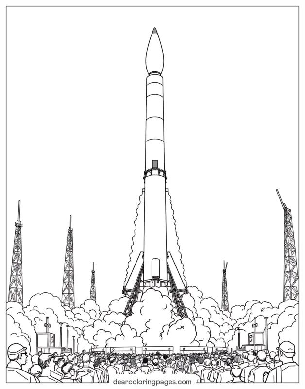 Rocket Coloring Page - Rocket Launch