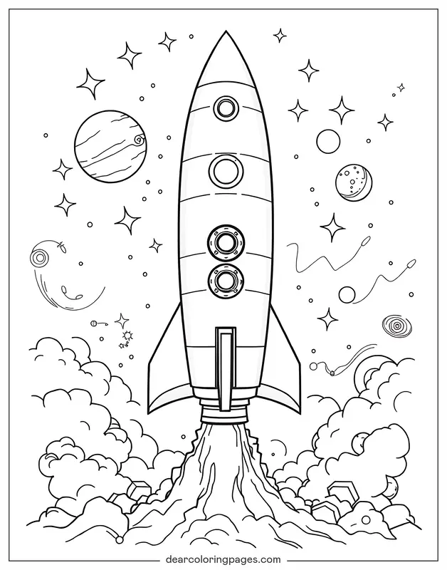 Rocket Coloring Page - Rocket Launch