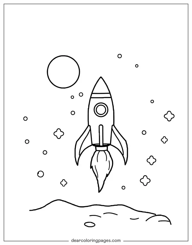 Rocket Coloring Page - Rocket in Space