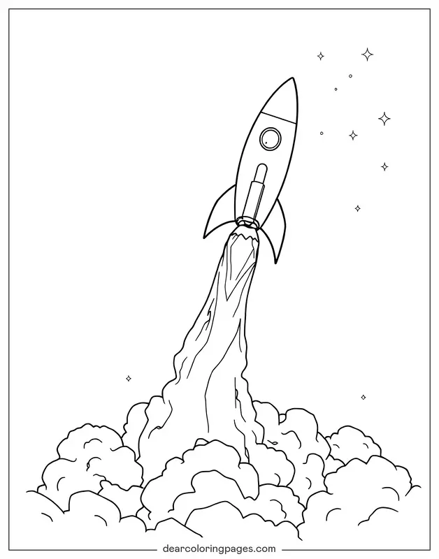 Rocket Coloring Page - Rocket Launch