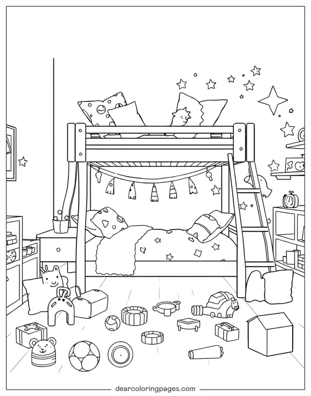 Zimmer Ausmalbild - Kinderzimmer