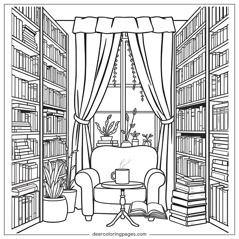 Zimmer Ausmalbild - Leseecke