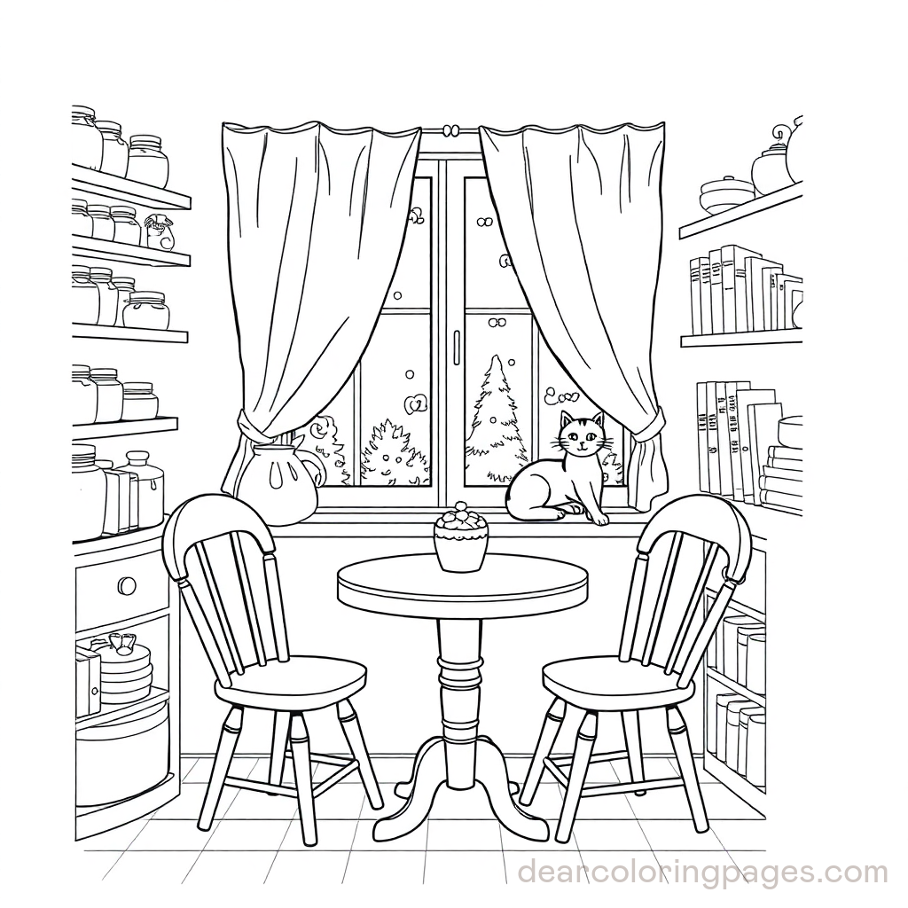 Cozy Coloring Page - Cozy Cat Corner