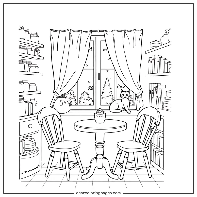Coloriage de Cocooning – Coin des Chats Confortable