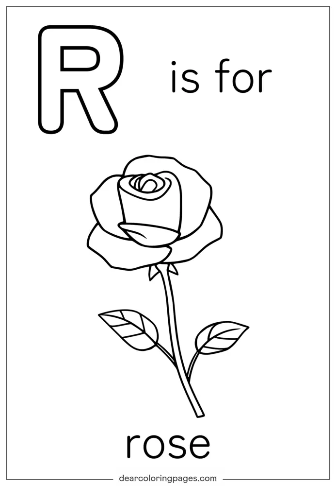 Lettera R è per Rosa Disegno da Colorare