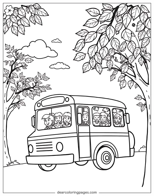 Schulbus mit Schülern