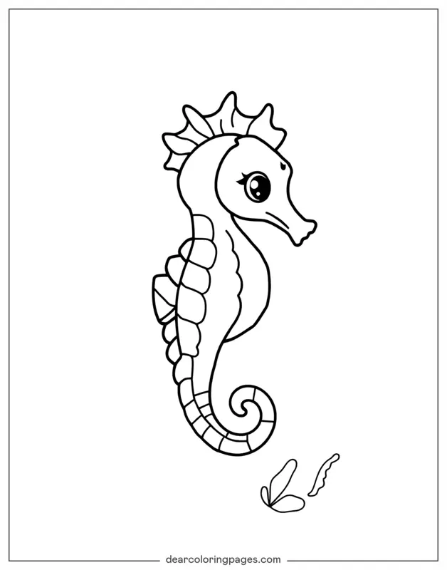 Caballito de mar Dibujo para Colorear - Caballito de mar de línea simple