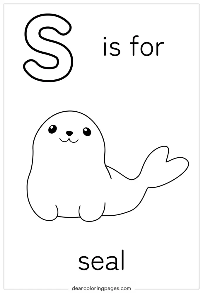 字母S涂色页 - S代表Seal