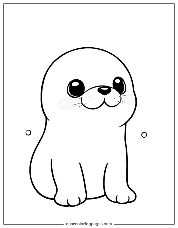Seal Coloring Page - Chibi Seal