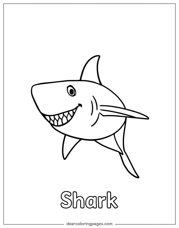 Shark Coloring Page - Shark With Text