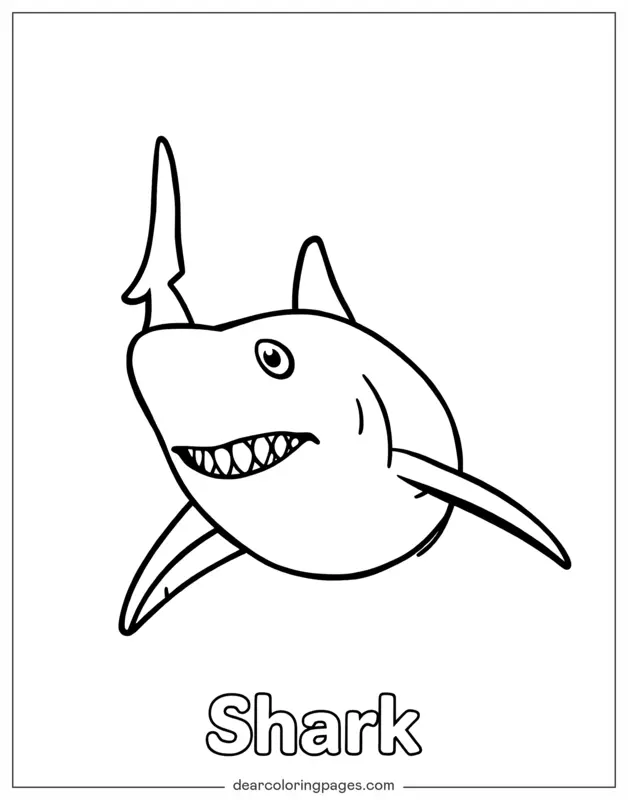 Shark Coloring Page - Shark With Text