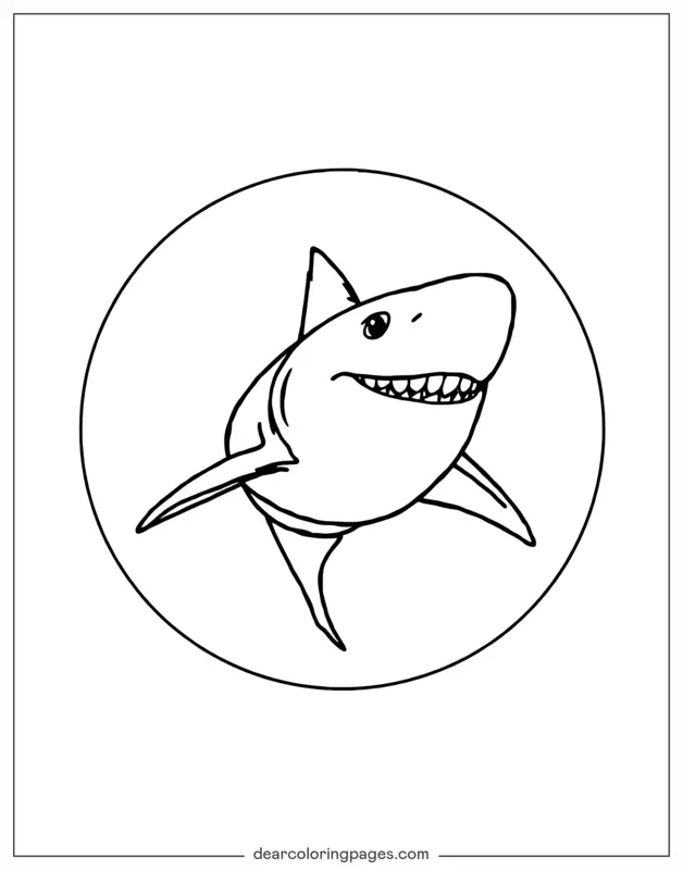 Shark Coloring Page - Shark in a Circle