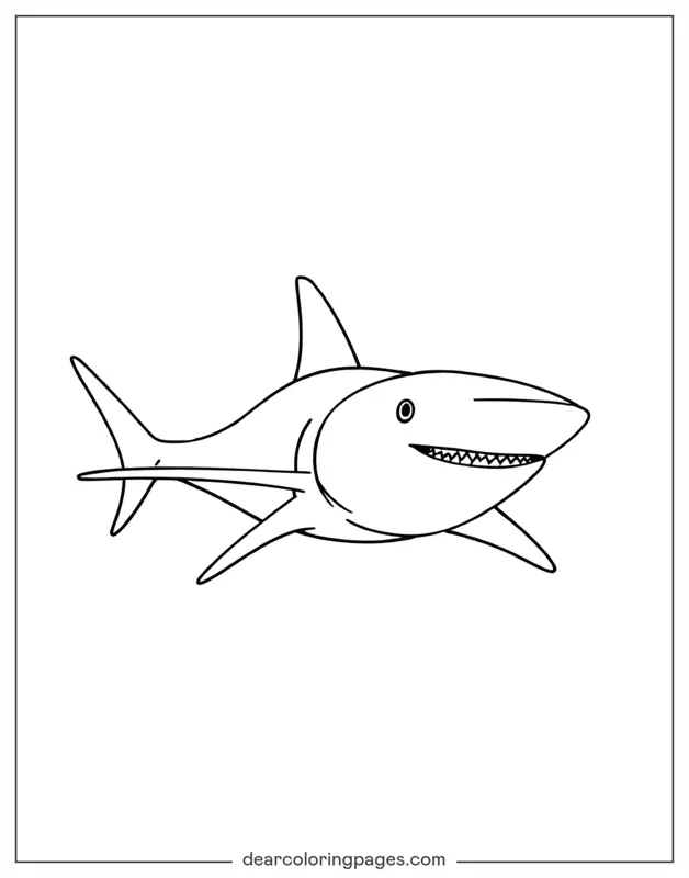 Ocean Animal Coloring Page - Simple Shark Outline
