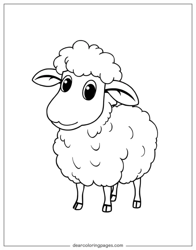 Oveja Dibujo para Colorear - Oveja Esponjosa para Colorear