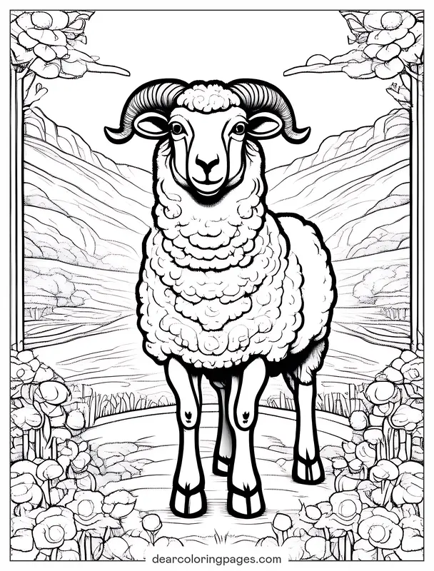 Oveja Dibujo para Colorear - Dibujo para Colorear de Oveja Intricada para Adultos
