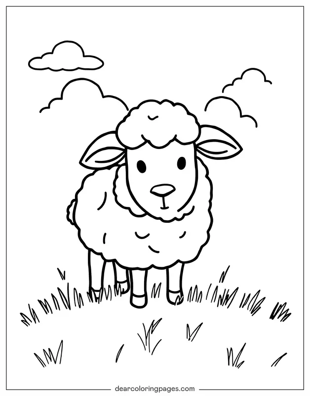 Oveja Dibujo para Colorear - Ovejas en el prado