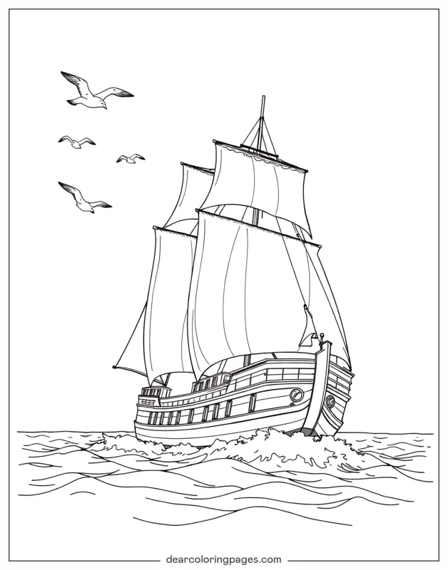 Schiff segelt über Wellen