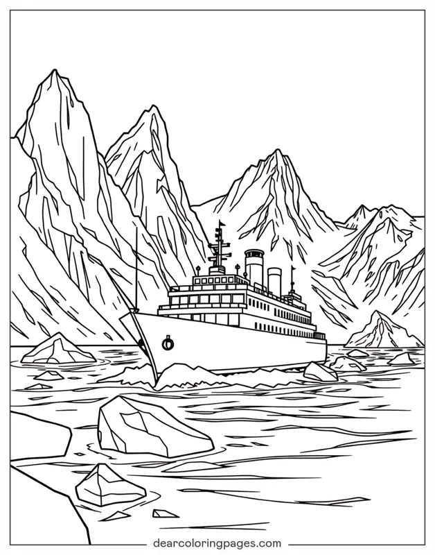 Schiff im Gletschereis