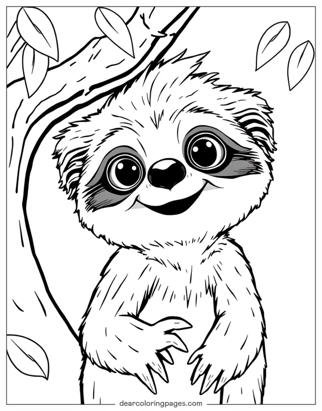 Pereza Dibujo para Colorear - Perezoso de árbol