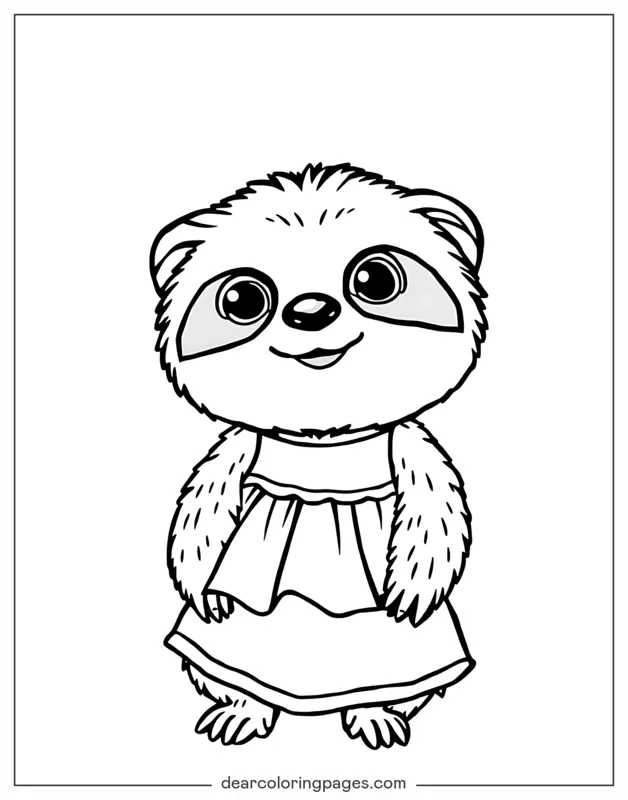 Pereza Dibujo para Colorear - Pereza en mejor ropa de domingo