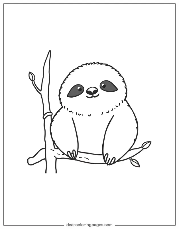 Pereza Dibujo para Colorear - Perezoso Feliz