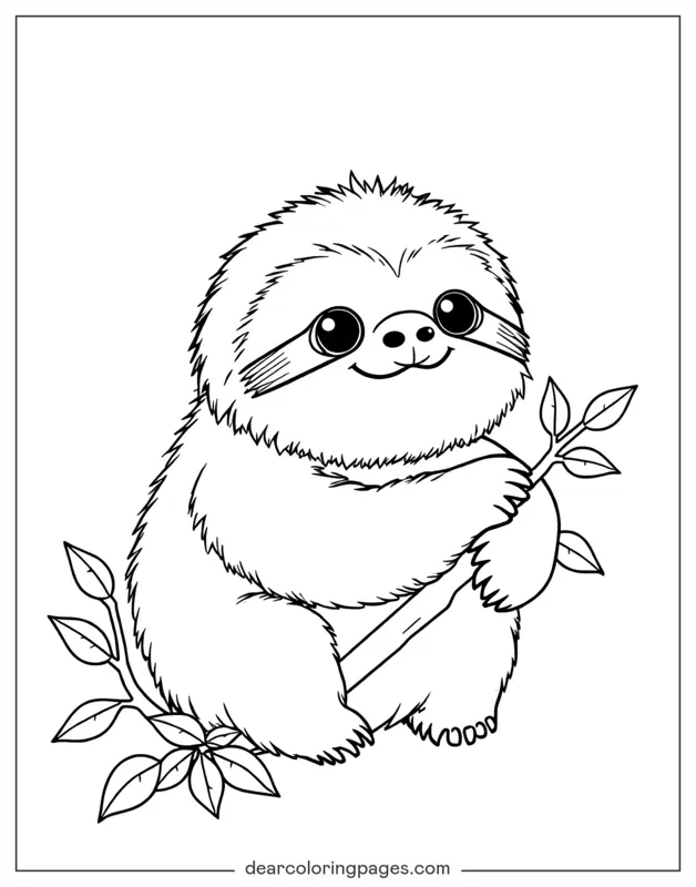 Pereza Dibujo para Colorear - Perezoso Gordito