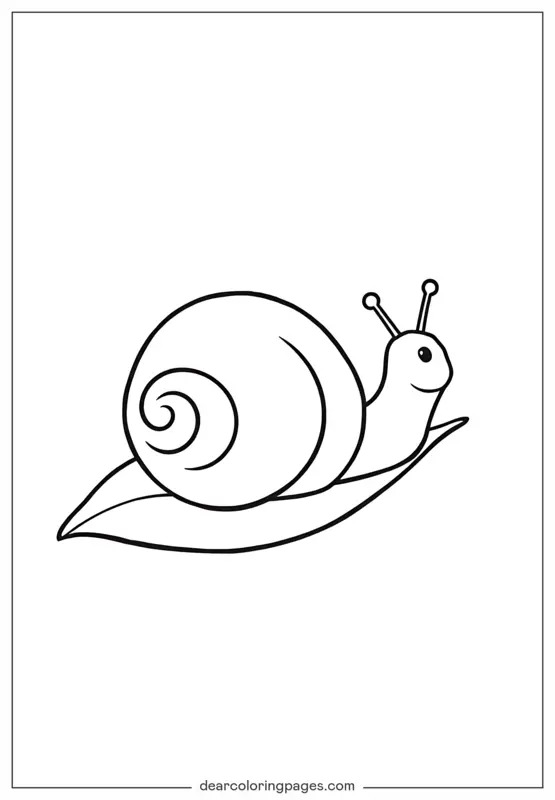 Lumaca Disegno da Colorare - Lumaca in Riposo su Foglia