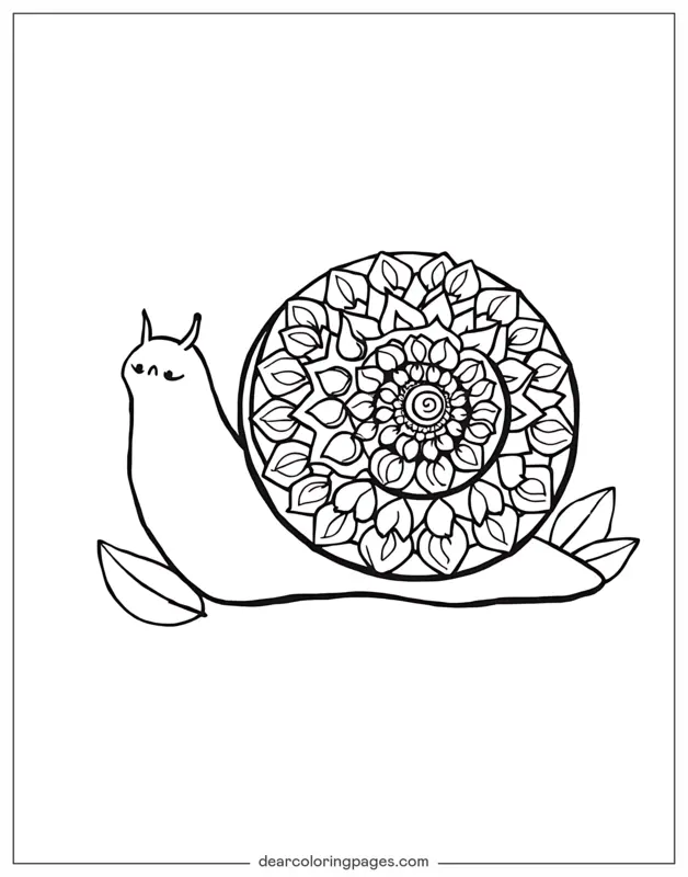 Lumaca Disegno da Colorare - Escargot avec motif de tourbillon inspiré du mandala