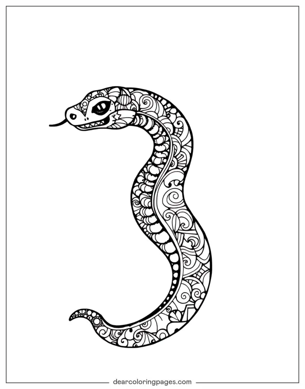 Serpiente Dibujo para Colorear - Serpiente Zentangle