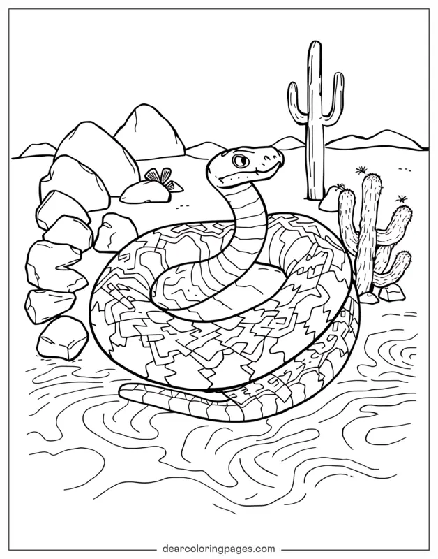 Serpiente Dibujo para Colorear - Serpiente en el desierto