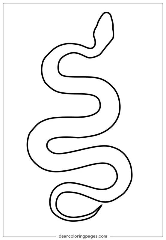 Simple Snake Outline Coloring Template