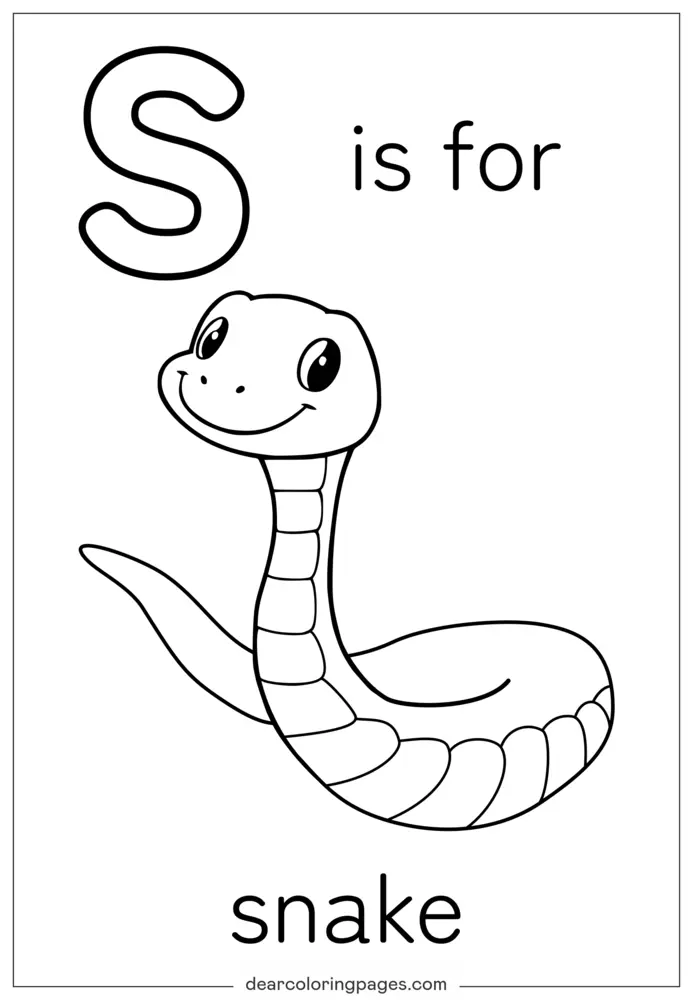 Coloriage Lettre S - S est pour Serpent