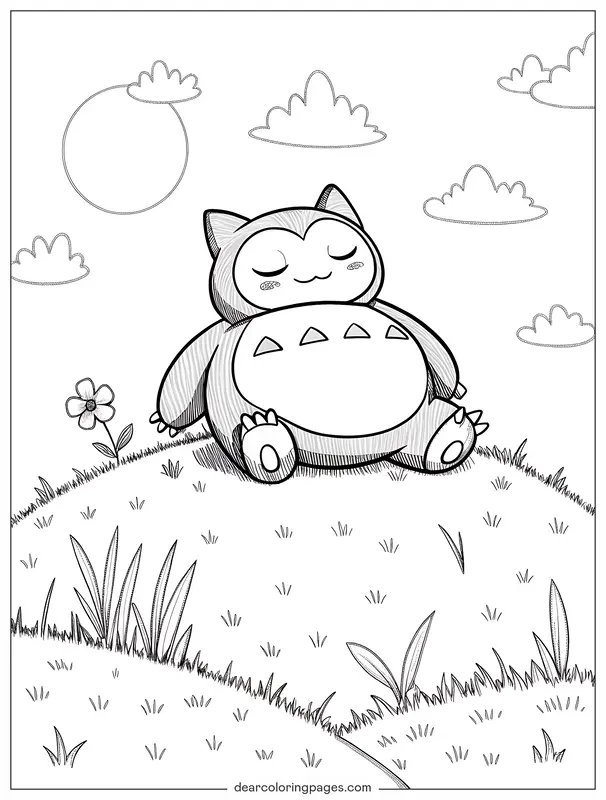 Snorlax Disegno da Colorare - Snorlax che si rilassa