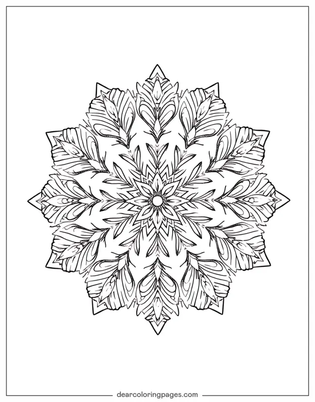 Mandala Dibujo para Colorear - Mandala de copo de nieve