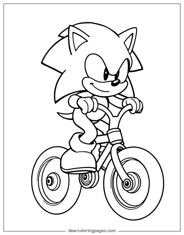Sonic the Hedgehog Riding a Bike