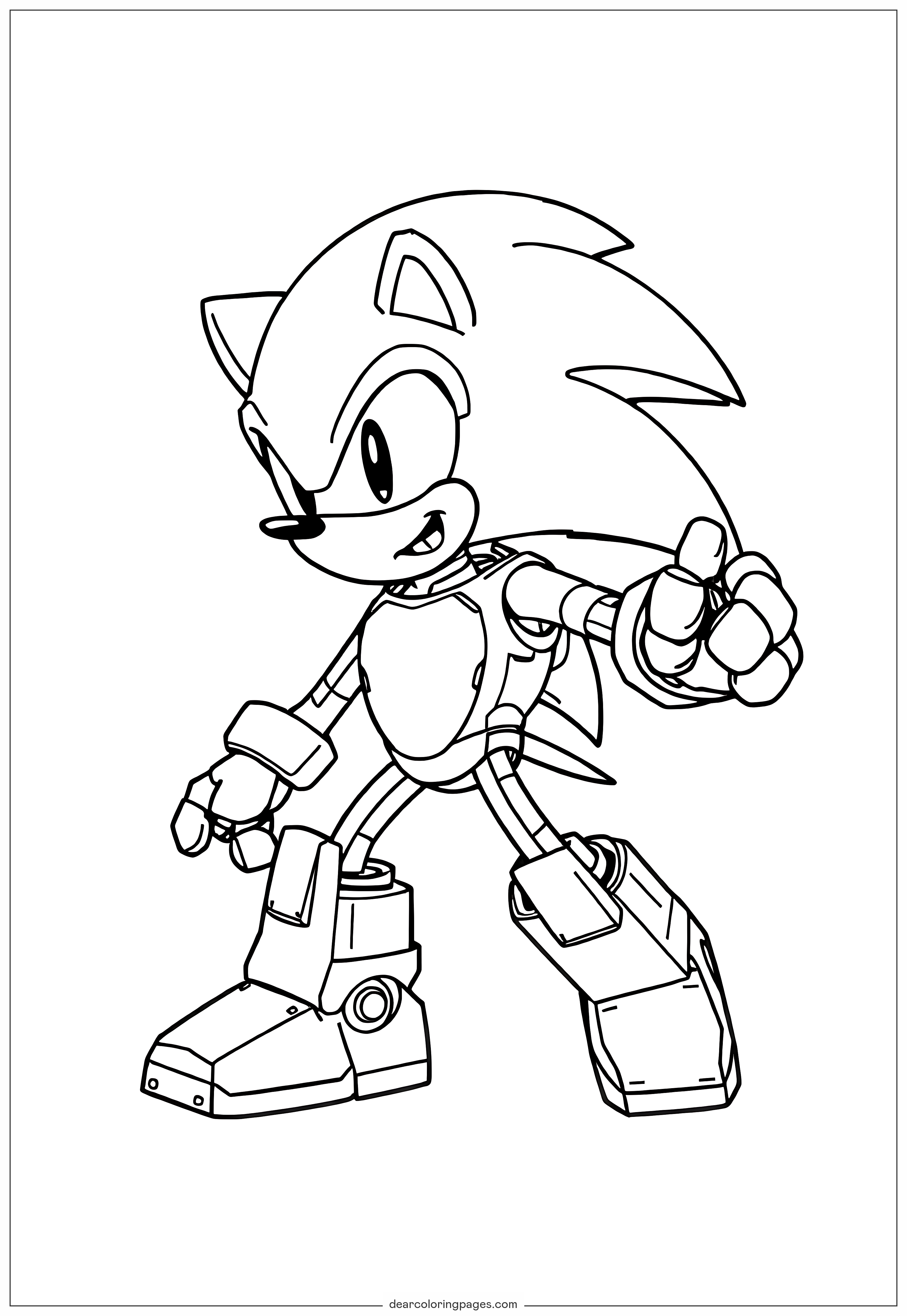 Sónico Dibujo para Colorear - Mecha Sonic Listo para la Batalla