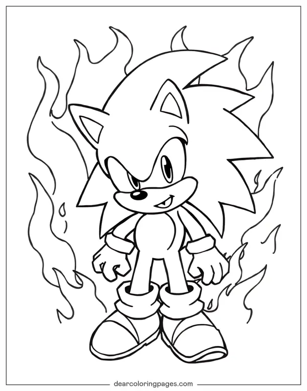 Sonic the Hedgehog Surrounded by Fire