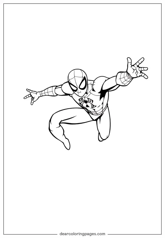 Spider-Man Dibujo para Colorear - Spider-Man en el aire