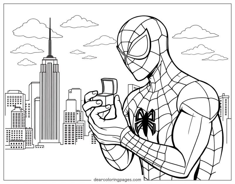 Spider-Man Dibujo para Colorear - La Propuesta de Spider-Man