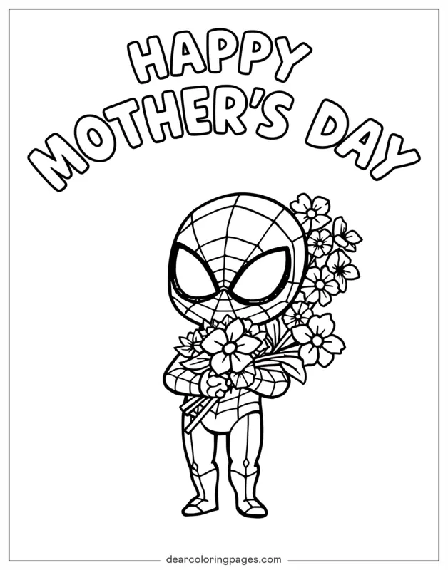 Spider-Man Dibujo para Colorear - Spider-Man Feliz Día de la Madre