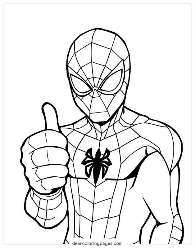 Spider-Man Dibujo para Colorear - El pulgar arriba de Spider-Man