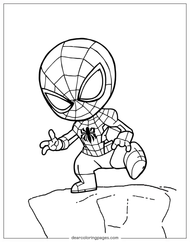Spider-Man Dibujo para Colorear - Chibi Spider-Man