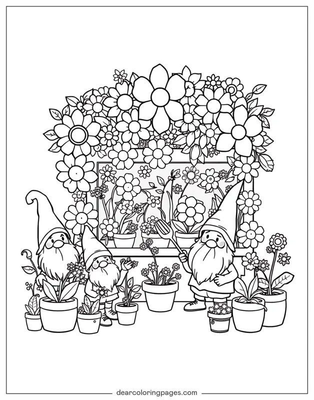 Primavera Dibujo para Colorear - Tienda de flores de primavera