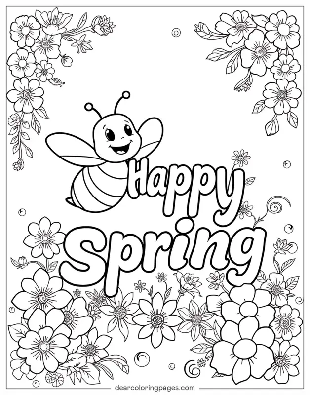 spring bee Coloring Page - Generated AI Coloring Page Demo