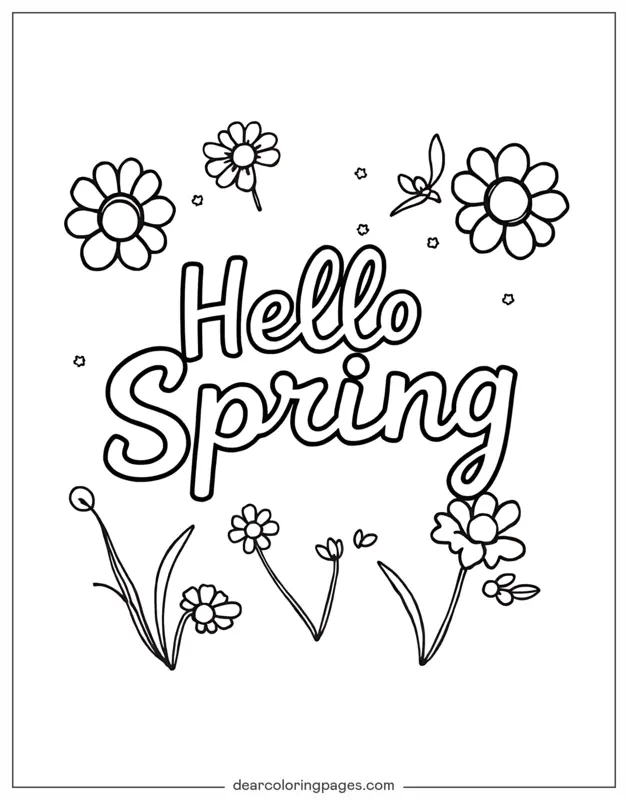 Primavera Dibujo para Colorear - Hola Primavera