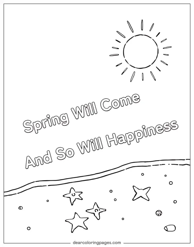 Primavera Dibujo para Colorear - La primavera llegará y también la felicidad.
