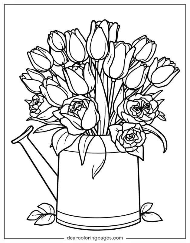 Tulipano Disegno da Colorare - Tulipani e Rose