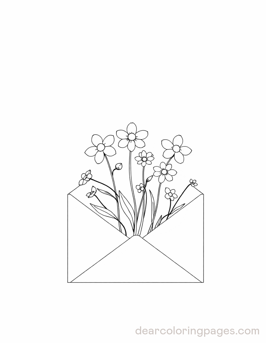 Spring Flowers from an Open Envelope