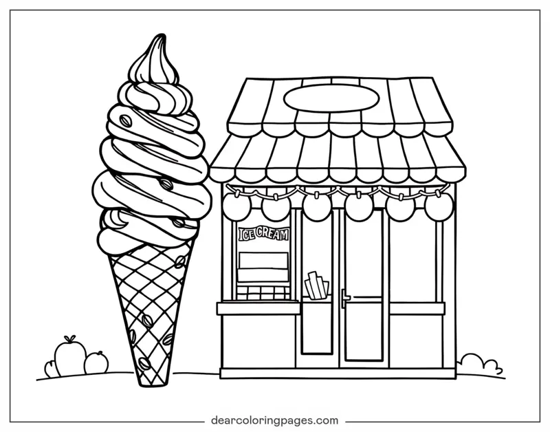 Gelato Disegno da Colorare - Gelateria